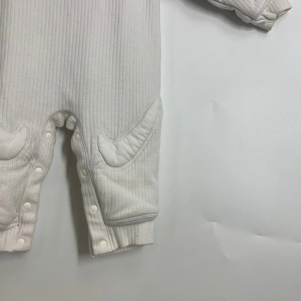Nike Kids Ready Set Ribbed Long Sleeve Romper Padded Swoosh Knees Elbows SZ 6-9M